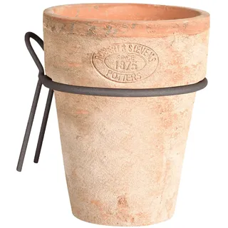 Dekowunder Übertopf Terracotta Ton Wand Blumen Topf Über Umtopf rund mit Metall Halterung
