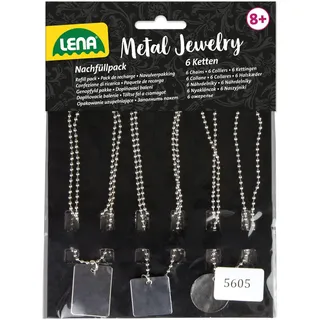 Lena 42657EC Nachfüllpack mit 6 Metallketten und Anhänger 42655 Engraver's Jewelry Studio, Set mit 6 Ketten und Schmuckanhänger aus Metall für Gravurstudio, Zusatzpack für Schmuckstudio