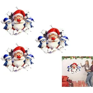 Weihnachts-wandaufkleber Kreative Weihnachtsmänner  Lustiger Weihnachtsmann, Der Durch Die Wand Kommt - Weihnachtsdekoration