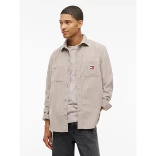 Langarmhemd TOMMY JEANS "RELAXED CORDUROY SHIRT", Herren, Gr. M (48/50), N-Gr, beige (limestone dust), Cord, Obermaterial: 100% Baumwolle, relaxed fit normal, Rundhals, eingesetzt Manschette, Hemden, Relaxed fit mit Brusttaschen