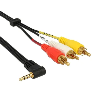 DeLock Kabel Klinke 3,5mm 4 Pin ST gewinkelt auf 3x Cinch ST 1,5m