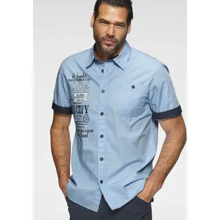 Kurzarmhemd MAN'S WORLD, Herren, Gr. 4XL (49/50), N-Gr, blau (hellblau), Obermaterial: 100% Baumwolle, bedruckt, unifarben, bequem, abgestepptes Bündchen, Hemden, mit Print