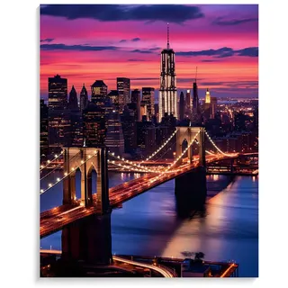 ZHXXFD Malen Nach Zahlen Landschaft New York Mit Rahmen 40X50Cm Diy Malen Nach Zahlen Erwachsene Groß Leinwand Set,Malen Nach Zahlen Acryl Kinder,A30