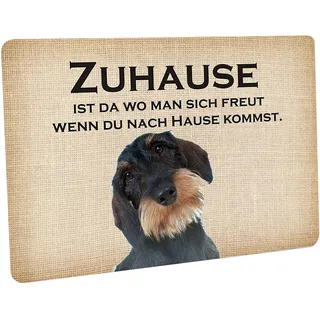 Crealuxe Fussmatte Zuhause Dackel - Fussmatte Bedruckt Türmatte Innenmatte Schmutzmatte lustige Motivfussmatte