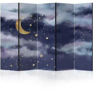 LUMASOUL Paravent Raumteiler Innen beidseitig Bedruckt 225x172 cm Kinderzimmer Nacht