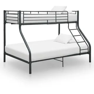 Festnight Etagenbettgestell Metall Etagenbett 3 Personen Stockbett Schwarz Etagenbett Jugend Hochbett Erwachsene Bettrahmen Bettgestell Metallbett Doppelstockbett Schlafzimmerbett 140x200 cm/90x200 cm