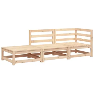 vidaXL Gartensofa 2-Sitzer mit Fußhocker braun