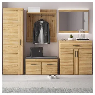 Lomadox Garderoben-Set CARIATI-129, (Spar-Set, 5-St), 5-teilig in Grandson Eiche Nb. 274/195/38 cm braun