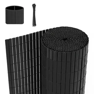 WOLTU PVC Sichtschutzmatte 100x300cm, Wetterfester Sichtschutzzaun UV-beständig für Optimale Privatsphäre, Robuste Zaunblende ohne Bohren für Garten, Terrasse und Balkon, Grau