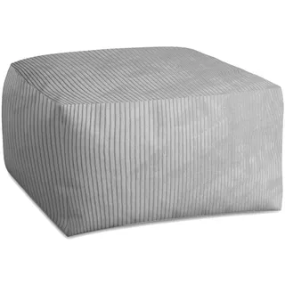 DreamRoots Pouf Hocker Fußhocker Cord, Cube 70x70x40cm, Cool Gray