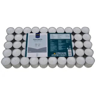 METRO Professional Teelichter, Paraffin, Ø 3.9 x 2.2 cm, Leuchtdauer von 8 Stunden, weiß, 100 Stück