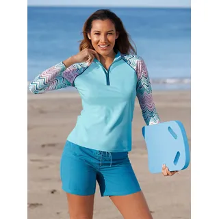 Bade-Shirt Gr. 42, bunt (aquamarin, rosé, bedruckt) Damen Bikini-Oberteile Ocean Blue