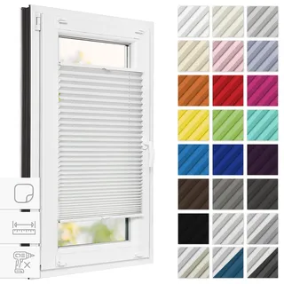Estika Plissee zum Kleben 55 cm x 230 cm - Weiß - Plissee ohne Bohren, Klebeplissee, Rollos für Fenster, Jalousien Fenster für innen, Raffrollo, Fensterplissee
