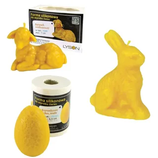LYSON Kerzengießform Silikonform Set Ostern Lamm Hoch 7 cm Osterei mit Blumen- Hoch: 8,5 cm, Hase Hoch: 7,5 cm Kerzenform Osterdekoration Kerzengießform Bienenwachs Kerzenherstellung