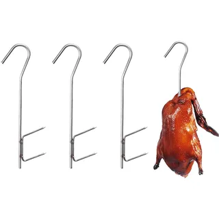 Räucherhaken, Smoking Hooks, Haken zum Fische Räuchern, Fleischerhaken Edelstahl, Geeignet zum Aufhängen von Geräuchertem Fisch, Fleisch und Würstchen, Wiederverwendbar, 3 Stück
