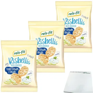 Reis-Fit Risbellis Reis Cracker Sour-Cream & Onion 3x40g Packung usy Block