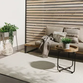 benuta Basic In- & Outdoor Teppich Wohnzimmer Iowa - Creme 200x300 cm - Boho Jute-Look - Wetterfest für Balkon, Terrasse - Schlafzimmer, Küchenteppich & Wohnzimmerteppich - Strapazierfähig & Robust