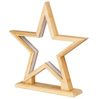 Levandeo® LED Stern, LED Stern Holz H33cm Tischlampe Bambus Weihnachten Dekoleuchte