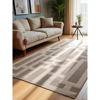 ELLE DECORATION Onyx Designer-Teppich 160 x 235 cm Creme Grau