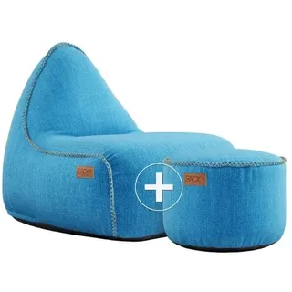 RETROit Cobana Outdoor Sitzsack Loungsessel mit Hocker – Sparset türkis