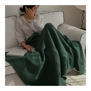 Wohndecke extra weiche gestrickte Decke, leicht, gemütlich, FIDDY, warm, flauschig, geeignet für Sofa und Bett, 130x160cm." grün