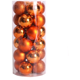 Candy101 24 Stück Weihnachtskugeln Set - Christbaumkugeln aus Kunststoff Weihnachtsschmuck Weihnachtsbaum Aufhängen Weihnachtsbaumkugeln Fenster Ornament Hängender Weihnachten Deko (Orange)