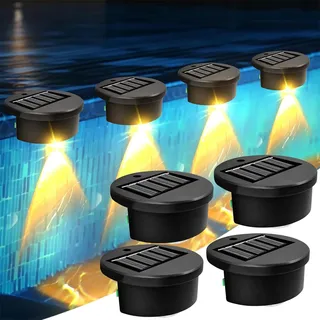 Yeehliny Poolbeleuchtung Solar, 4 Stück LED Teichbeleuchtung Wasserdichte Pool Licht Treppenlicht Solarlampen für Außen Garten Solarleuchten für Balkon Deko, Garten, Zaun, Treppen, Wand (Warme Licht)