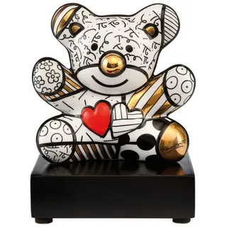 GOEBEL Skulptur Figur Romero Britto Golden Truly Yours Teddy, Porzellan, bunt, 9,5 x 8,5 x 12,5