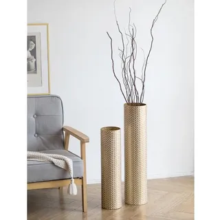 LuxusKollektion Bodenvase Bodenvase Gold Metall 70cm Geflecht 2er (2 St) goldfarben