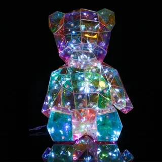 ID FOR YOU LED-Bär, 18 cm, Hologram-Bär, dekorativ, LED-Nachtlicht, Geschenkidee, BSDC055-18 cm