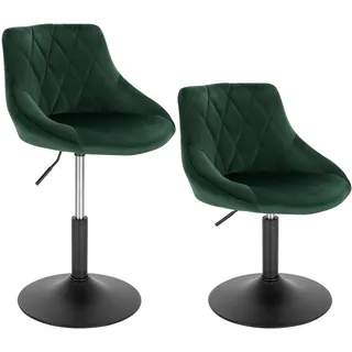 WOLTU Schminktisch Stuhl Hocker, Bequemer Schminkstuhl aus Samt mit Lehne, Höhenverstellbar, 360° Drehbar, für Schlafzimmer, Esszimmer, Küche, Dunkelgrün, BH242dgn-2