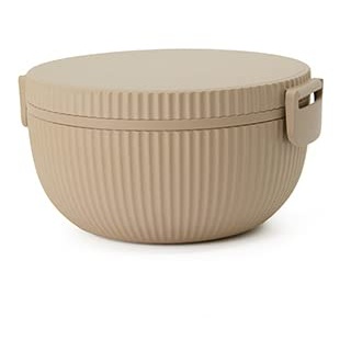 Chic.Mic To go Salatschüssel bioloco deluxe Bowl in der Farbe Sand, aus PLA Kunststoff, Silikon, Durchmesser: 16,6 cm, BPDB100