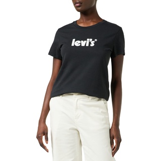 Levi's Damen The Perfect Tee T-Shirt,Seasonal Poster Logo T2 Caviar,M
