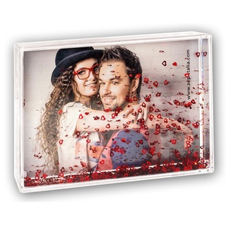 Shake Frame Heart 10x15 cm, 3D-Fotorahmen mit roten Riesel-Herzchen