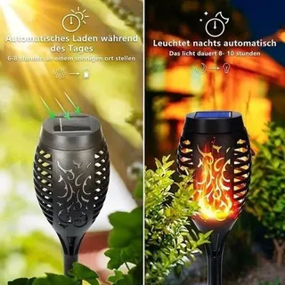 Solarleuchten Für Den Außenbereich – 6 Stück, 12 Led-solarleuchten Mit Realistischen Flammen, Wasserdichte Solarfackeln Für Garten, Terrasse, Wege Und Rasen