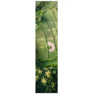 Bilderdepot24 Schiebegardine modern Flächenvorhang blickdicht Grüne Terassen (1 St), halbtransparent, Wohnzimmer große Flächengardine lichtdurchlässig für Klemm-System grün 60 cm x 250 cm