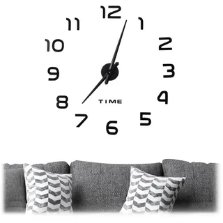 Relaxdays DIY Wanduhr 12,7 cm 3D-Zahlen schwarz