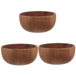 Cabilock 3stücke Natürliche Holzschüssel Teak Leichte Servierschüssel Für Suppen Und Snacks Handgefertigte Hitzebeständige Holzschale Für Täglichen Gebrauch