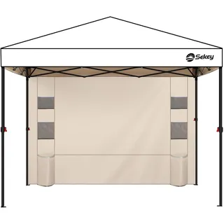 Sekey 1PCS Pavillon Seitenteile 3x3 Seitenwände für Pavillon 3x6 | 1 Seitenwand, 210D Oxford-Gewebe, wasserdicht, winterfest, schnelle & einfache Befestigung, UV-Schutz 50+, Khaki