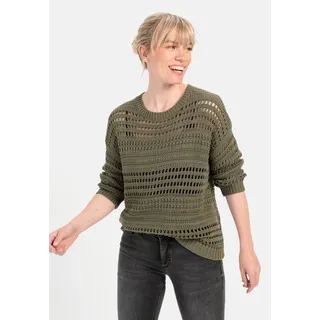 camel active Rundhalspullover mit Lochstrickmuster Pullover_Strickpullover grün XS