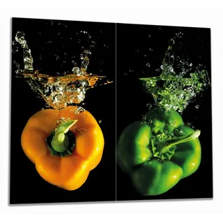 Wallario Bunte Küche Paprika 30,0 cm 20 x 20 cm rot/gelb/orange/grün