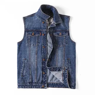 MXDVSN Herren-Jeansweste, mehrere Taschen, Denim, Übergröße, Jacke, Outdoor, ärmellos, Frühling, Herbst, Reisen, Foto, Angeln, Weste, Oberbekleidung, blau, Größe M