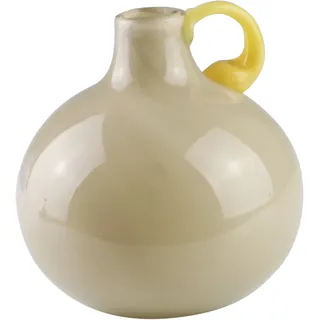 Dekovase AM DESIGN "Braune Glasvase mit einem lebhaften gelben Griff", braun, B:11,5cm H:11,5cm, Glas, Vasen, für einen modernen Look