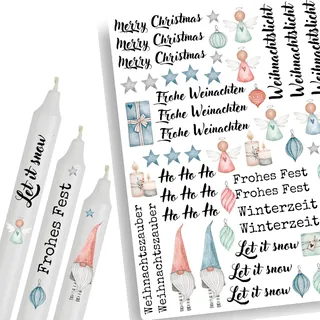 A4 Kerzentattoos Weihnachten | Weihnachts-Wichtel | Kerzenfolie für Kerzen | Tat