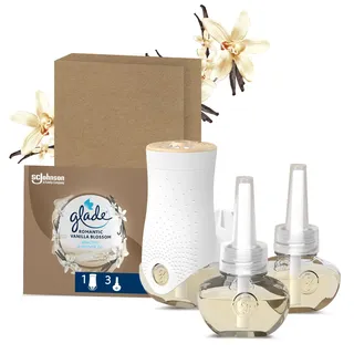 Glade electric scented oil Duftstecker Nachfüller, 3er-Pack | Nachfüllpackung für elektrischen Raumduft, Langanhaltender Duft mit ätherischen Ölen, Romantic Vanilla Blossom, 3x 20 ml