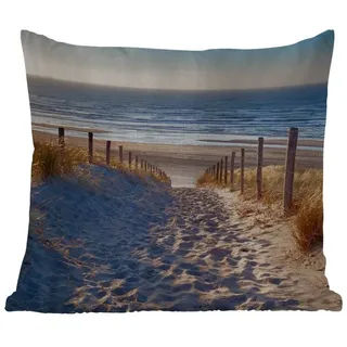 MuchoWow Dekokissen Strand - Meer - Niederlande - Dünen - Sonne, Kissenhülle für den Außenbereich, Outdoor, Kissen, 50x50 cm bunt Quadratisch | 50 cm x 15 cm x 50 cm