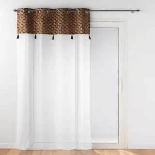 Douceur d'Intérieur Ösenvorhang, 140 x 240 cm, Sandfarben, mit Top Velour und Pumpe, Schokobraun
