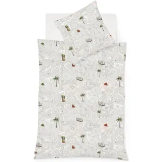 Wendebettwäsche FLEURESSE "Bed Art S 4352", beige (pastell), B/L: 155cm x 220cm, 1 Stk., 1 Stk., Mako-Satin, B/L: 80cm x 80cm, 2 Stk., Mako-Satin, Obermaterial: 100% Baumwolle, Bettwäsche, Wendebettwäsche, Mako Satin, Baumwolle, in Gr. 135x200, 155x220, 200x200cm