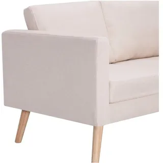 vidaXL Couch Stoff 3-Sitzer Cremeweiß