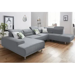 sit&more Wohnlandschaft SIT & MORE "Mariola U-Form", grau (hellgrau), B:332cm H:93cm T:111cm, Luxus-Microfaser (100% Polyester);Struktur (100% Polyester);Luxus-Microfaser ALTARA NUBUCK (100% Polyester), Sofas, Wohnlandschaft, mit Federkern, inklusive Kopfteil- und 